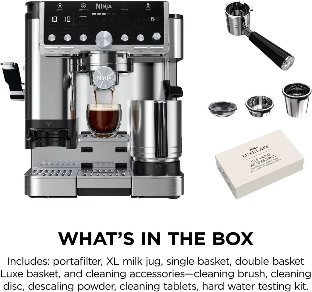 Luxe Pro Coffee Machine ES701UK – 3-in-1 Espresso, Latte & Cappuccino Maker with Built-In Grinder