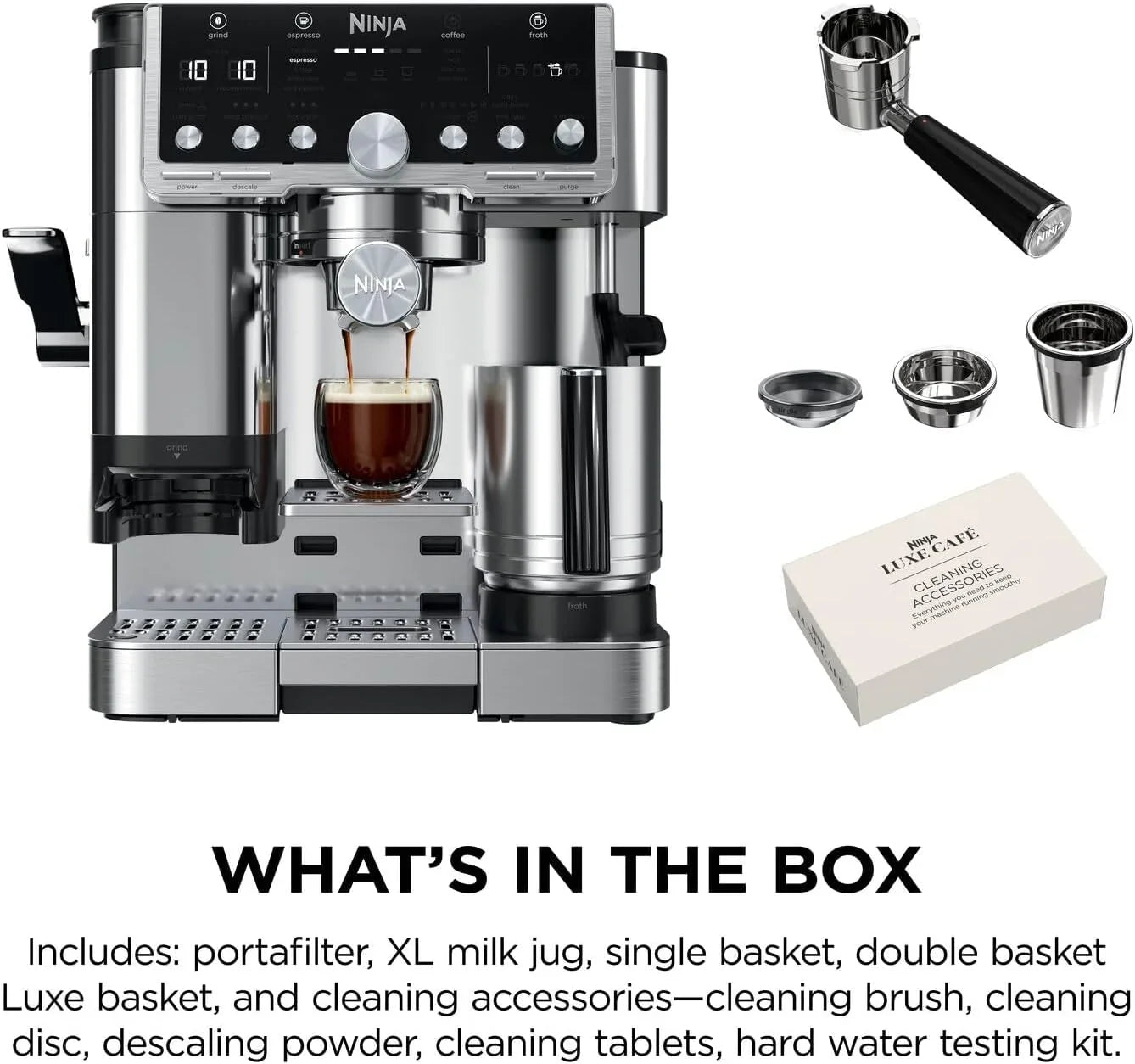 Luxe Pro Coffee Machine ES701UK – 3-in-1 Espresso, Latte & Cappuccino Maker with Built-In Grinder
