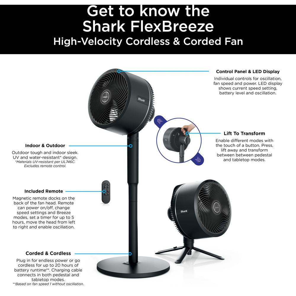 Shark FlexBreeze High-Velocity Hybrid Fan FA220UK – Cordless & Corded