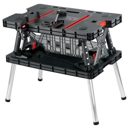 Keter Folding Work Bench with Adjustable Clamps – Portable Workstation