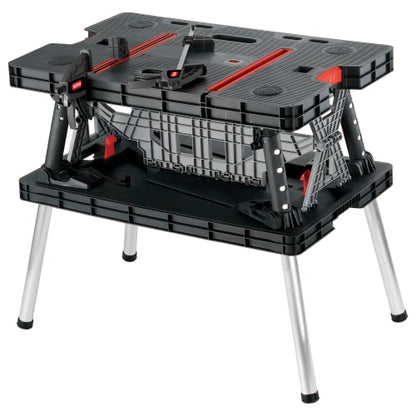 Keter Folding Work Bench with Adjustable Clamps – Portable Workstation