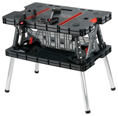 Keter Folding Work Bench with Adjustable Clamps – Portable Workstation