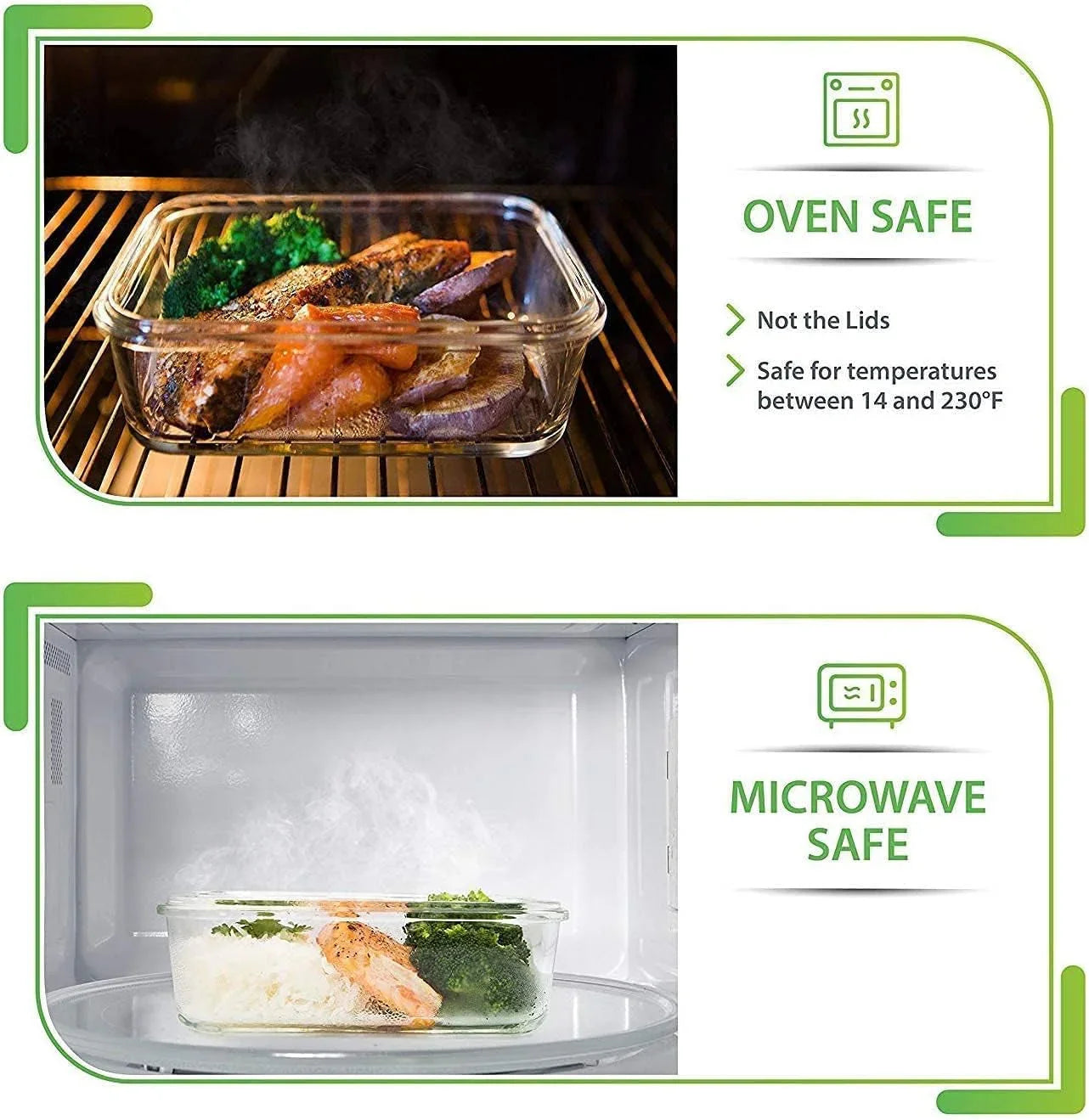 [5-Pack] Food Prep & Storage Glass Containers with Lids - Airtight Glass Meal Prep Containers Reusable