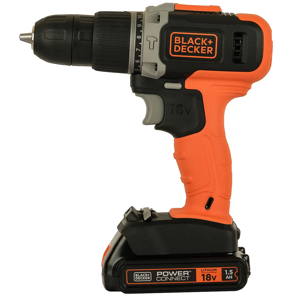 Black+Decker 18V Li-Ion Cordless Combi Drill Kit – 2 x 1.5Ah Batteries | BCD003C2K-GB